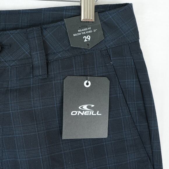 O'Neill Shorts Mens 29x11 Navy Horizon Plaid Relaxed Fit Casual Surfer Skater - Picture 3 of 11